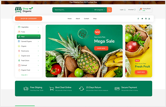 Organic Shop Website Template - The Internet Guy